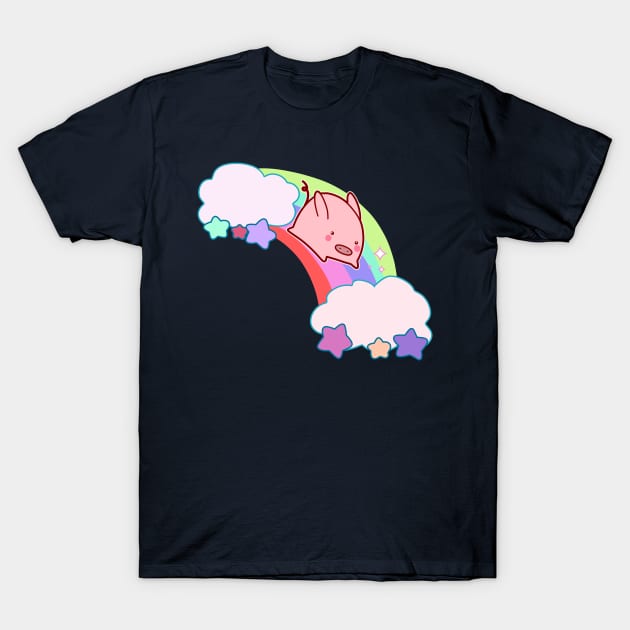 Kawaii Rainbow Pig T-Shirt by saradaboru